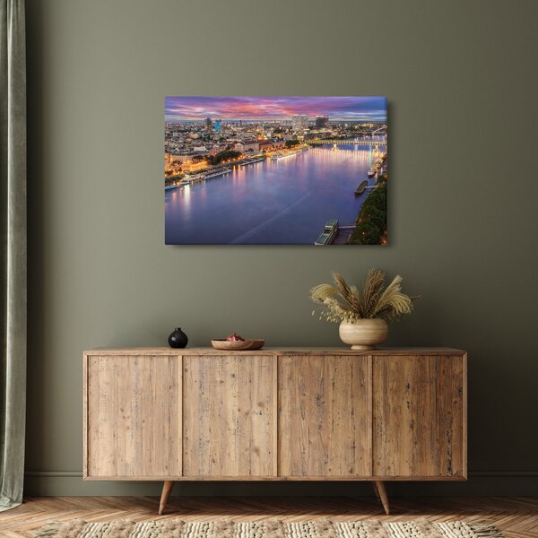 Slika noćnog grada Bratislave s rijekom (90x60 cm)