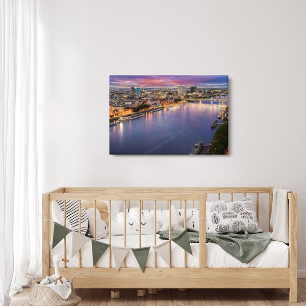 Slika noćnog grada Bratislave s rijekom (90x60 cm)