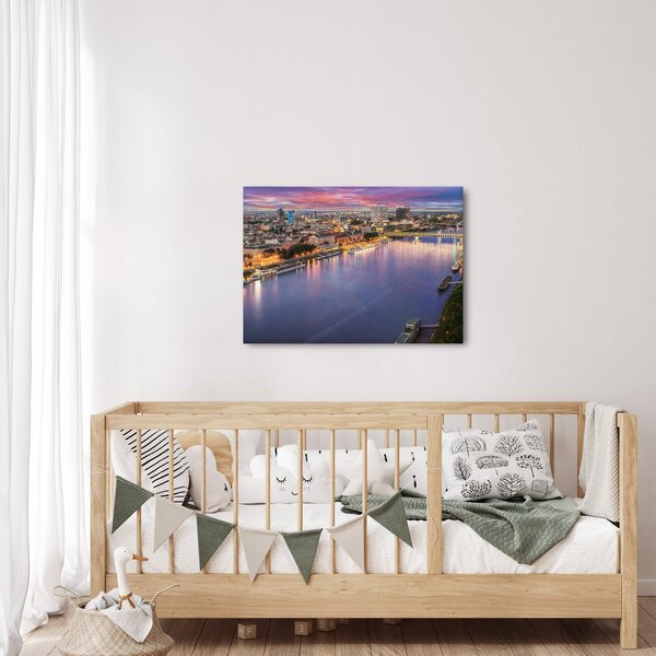 Slika noćnog grada Bratislave s rijekom (70x50 cm)
