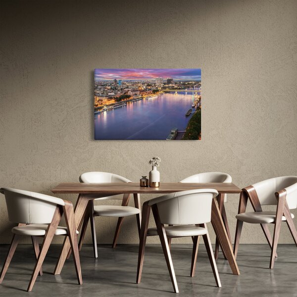Slika noćnog grada Bratislave s rijekom (90x60 cm)