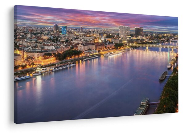 Slika noćnog grada Bratislave s rijekom (90x60 cm)