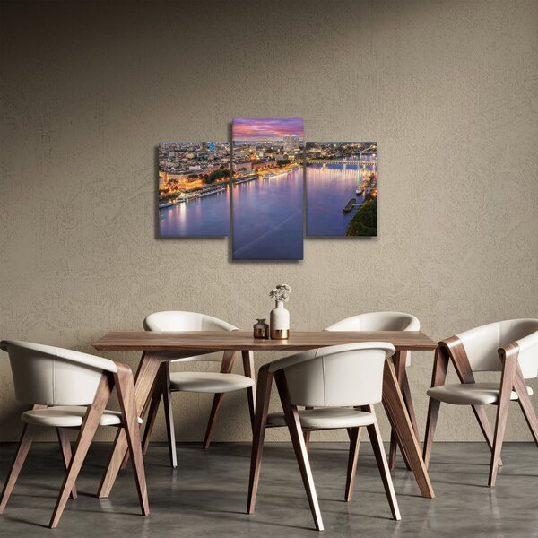 Slika noćnog grada Bratislave s rijekom (90x60 cm)