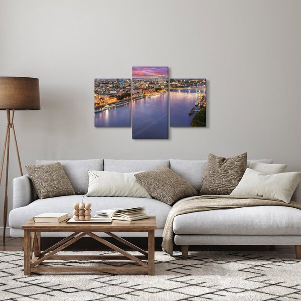 Slika noćnog grada Bratislave s rijekom (90x60 cm)