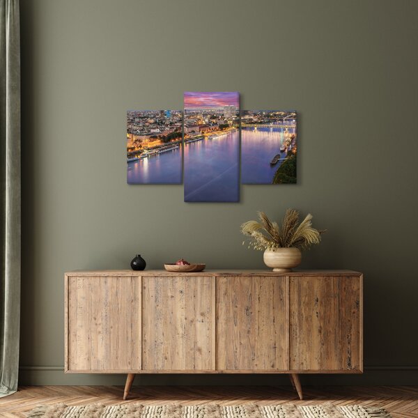 Slika noćnog grada Bratislave s rijekom (90x60 cm)