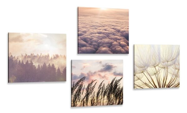 Set slika slikoviti krajolik pri zalasku sunca