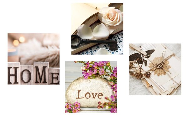 Set slika vintage mrtva priroda s natpisima
