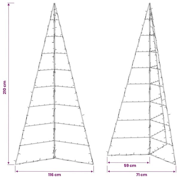 Metalno božićno drvce s LED svjetlima KUOPIO 210 cm - 210 cm Crna s LED svjetlima