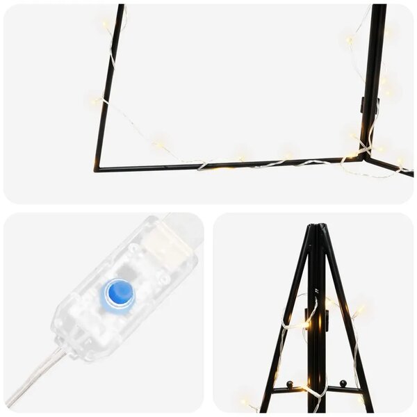Metalno božićno drvce s LED svjetlima KUOPIO 210 cm - 210 cm Crna s LED svjetlima