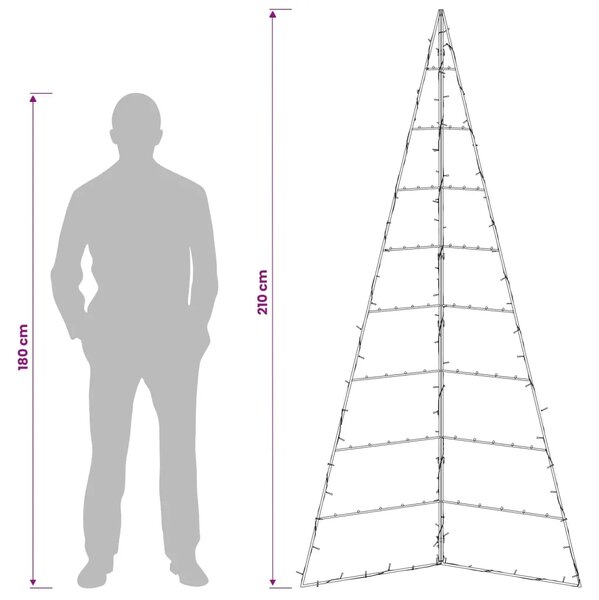 Metalno božićno drvce s LED svjetlima KUOPIO 210 cm - 210 cm Crna s LED svjetlima
