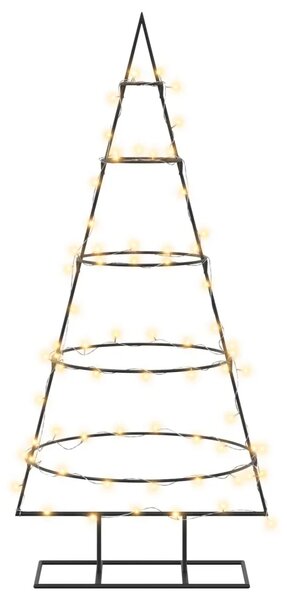 Metalno božićno drvce sa stalkom KUOPIO 125 cm Topla bijela - 125 cm Crna s LED svjetlima