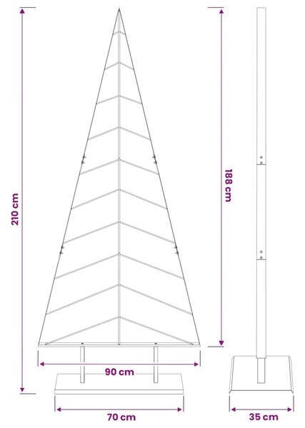 Metalno božićno drvce sa stalkom KUOPIO 210 cm Čelik Bijela - Bijela 210 cm