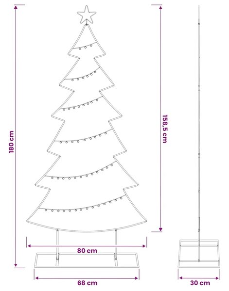 Metalno božićno drvce sa stalkom KUOPIO 180 cm Čelik Bijela - 180 cm Bijela