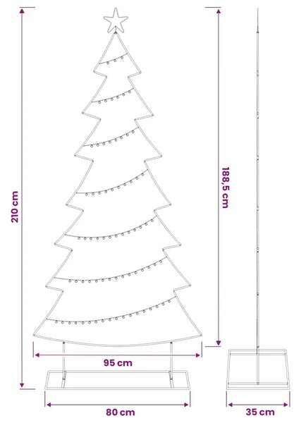 Metalno božićno drvce sa stalkom KUOPIO 210 cm Čelik Bijela - 210 cm Bijela
