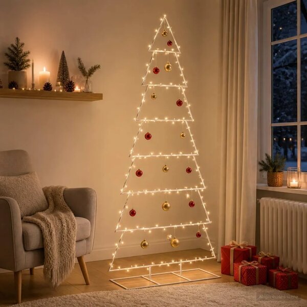 Metalno božićno drvce sa stalkom KUOPIO 210 cm Čelik Bijela - 210 cm Bijela bez LED svjetala