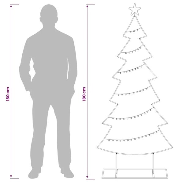 Metalno božićno drvce sa stalkom KUOPIO 180 cm Čelik Bijela - 180 cm Bijela