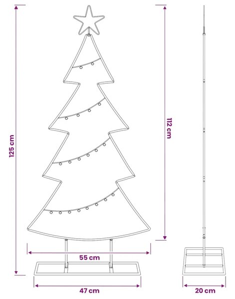 Metalno božićno drvce sa stalkom KUOPIO 125 cm Čelik Zlatno - 125 cm Zlatno