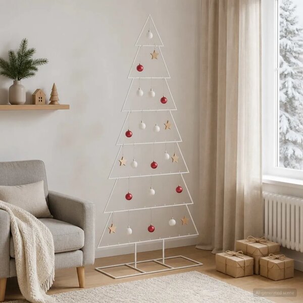 Metalno božićno drvce sa stalkom KUOPIO 210 cm Čelik Bijela - 210 cm Bijela bez LED svjetala
