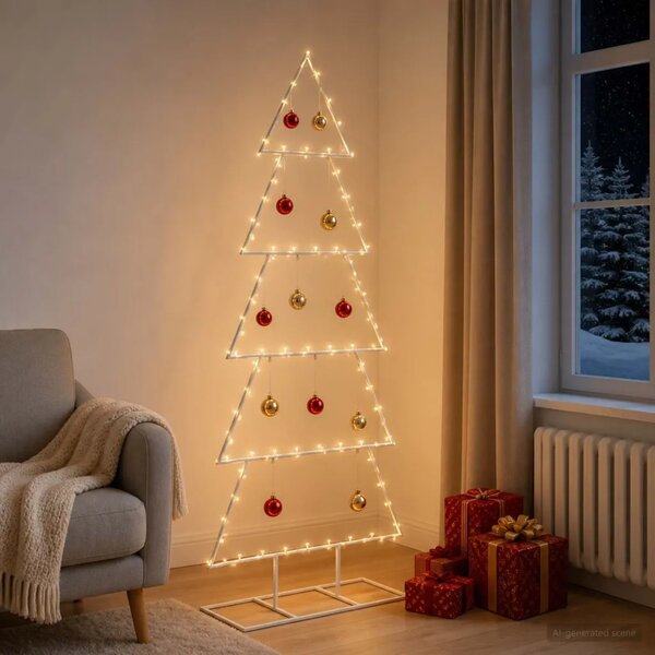 Metalno božićno drvce sa stalkom KUOPIO 150 cm Čelik Bijela - 150 cm Bijela bez LED svjetala