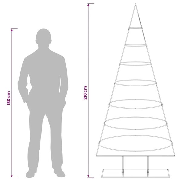 Metalno božićno drvce sa stalkom KUOPIO 210 cm Čelik Bijela - 210 cm Bijela bez LED svjetala