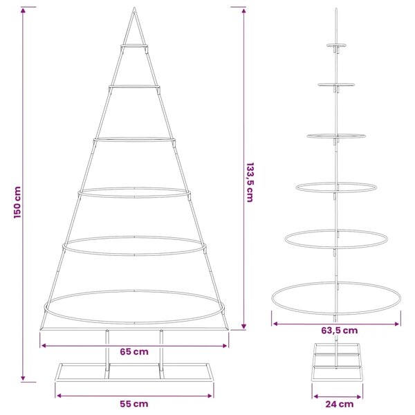 Metalno božićno drvce sa stalkom KUOPIO 150 cm Čelik Bijela - 150 cm Bijela bez LED svjetala