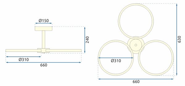 Viseća stropna svjetiljka LED APP993-c Gold + Pilot