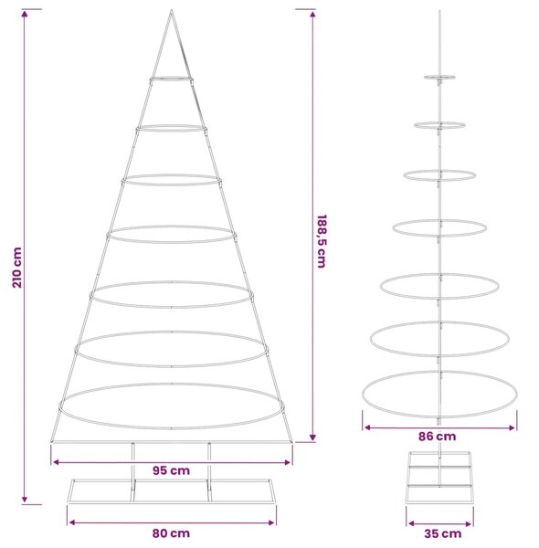 Metalno božićno drvce sa stalkom KUOPIO 210 cm Čelik Bijela - 210 cm Bijela bez LED svjetala