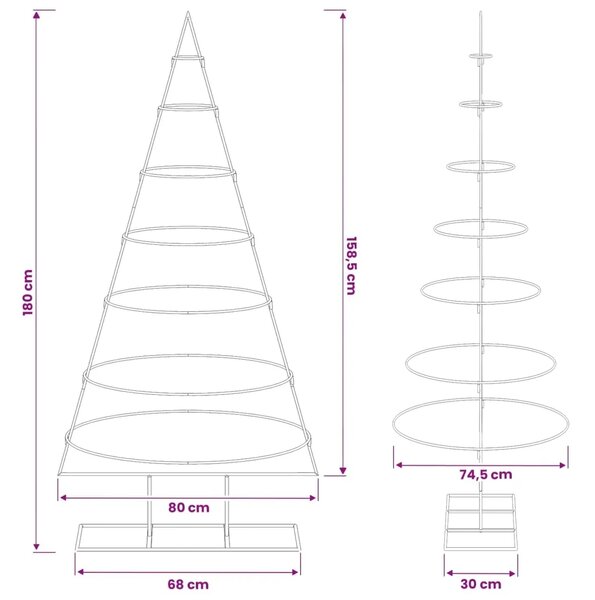 Metalno božićno drvce sa stalkom KUOPIO 180 cm Čelik Bijela - 180 cm Bijela bez LED svjetala