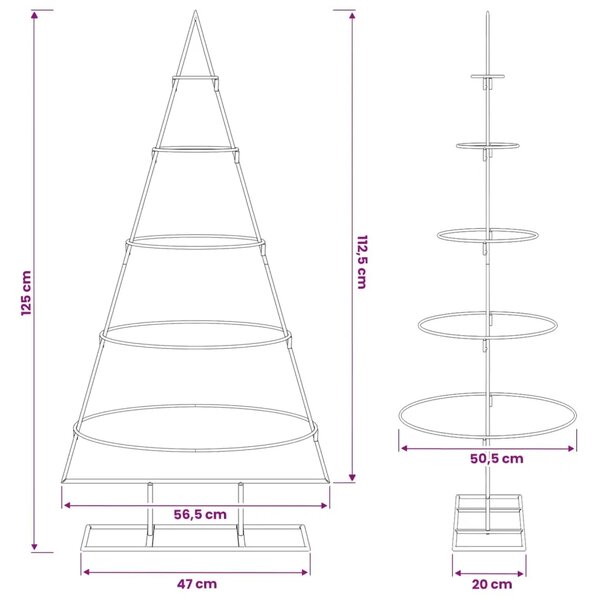 Metalno božićno drvce sa stalkom KUOPIO 125 cm Čelik Bijela - 125 cm Bijela bez LED svjetala