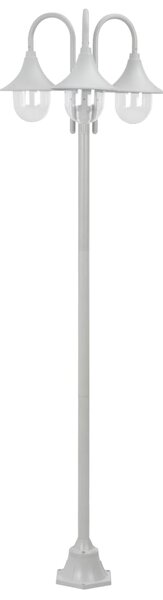 VidaXL Vrtna trostruka stupna svjetiljka od aluminija E27 220 cm bijela