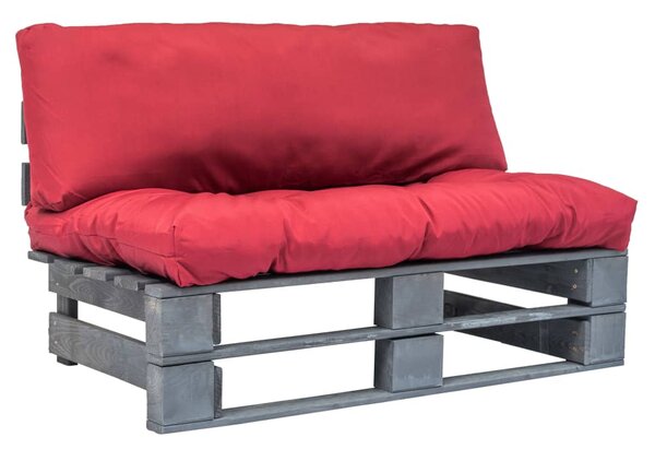 VidaXL Vrtna sofa od paleta od borovine s crvenim jastucima