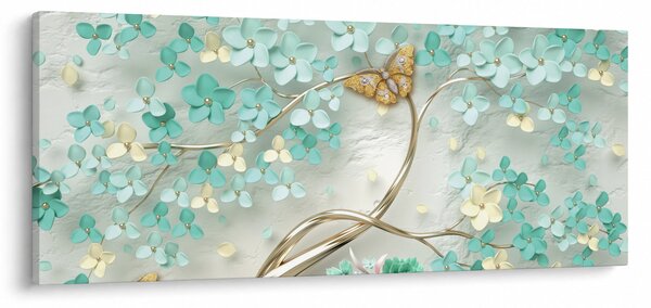Slika cvijeta s leptirima (120x50 cm)