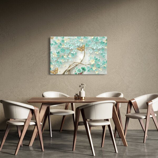 Slika cvijeta s leptirima (90x60 cm)