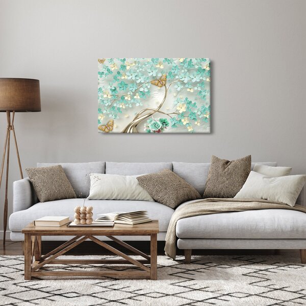 Slika cvijeta s leptirima (90x60 cm)