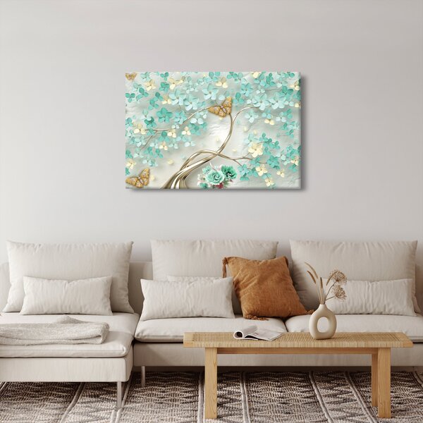 Slika cvijeta s leptirima (90x60 cm)