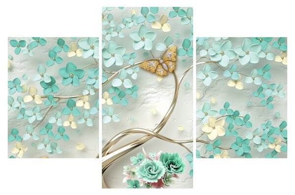 Slika cvijeta s leptirima (90x60 cm)