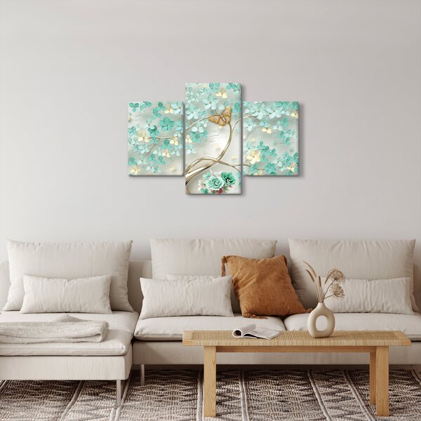Slika cvijeta s leptirima (90x60 cm)