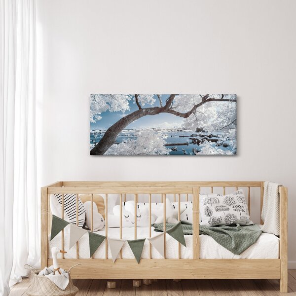 Slika snježnog stabla uz vodu (120x50 cm)
