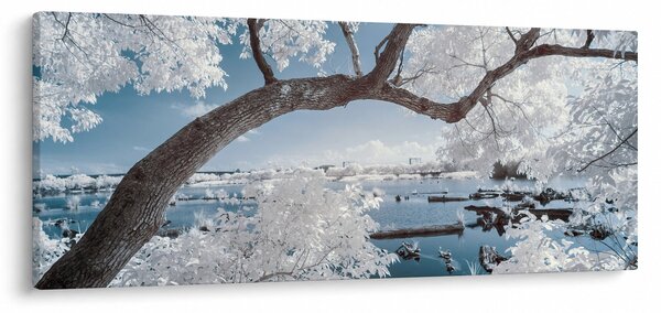 Slika snježnog stabla uz vodu (120x50 cm)