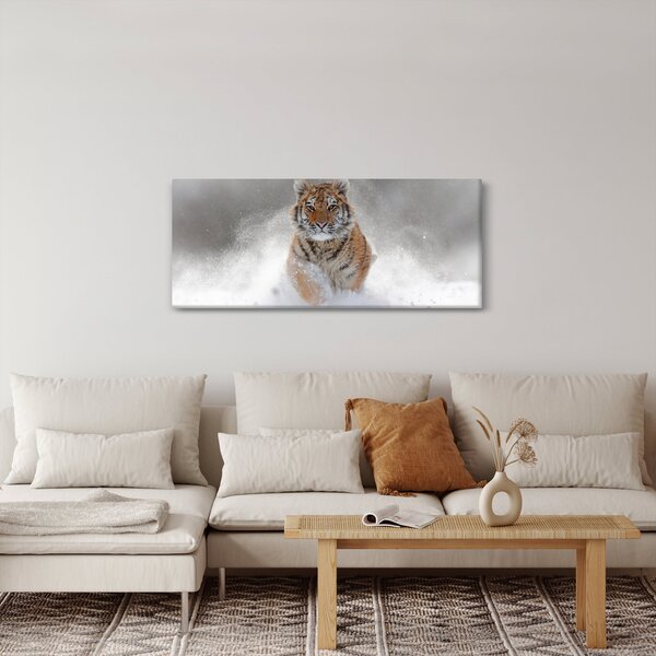 Slika tigra koji trči u snijegu (120x50 cm)