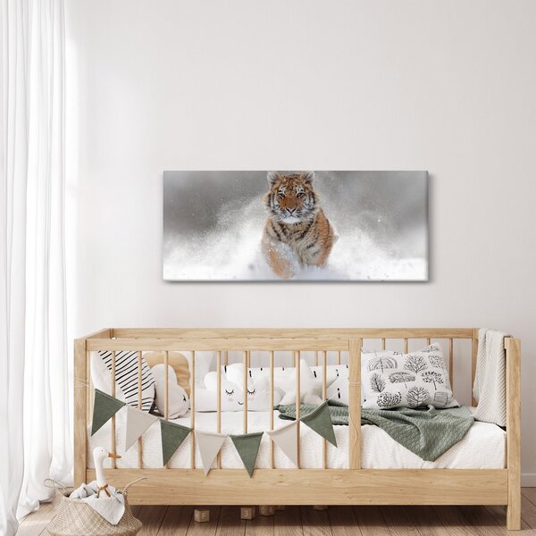 Slika tigra koji trči u snijegu (120x50 cm)