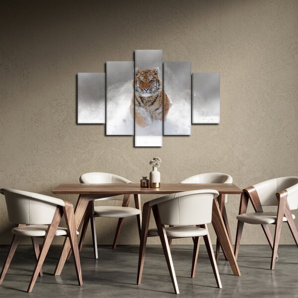 Slika tigra koji trči u snijegu (150x105 cm)