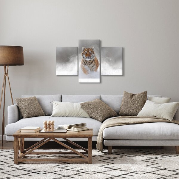Slika tigra koji trči u snijegu (90x60 cm)