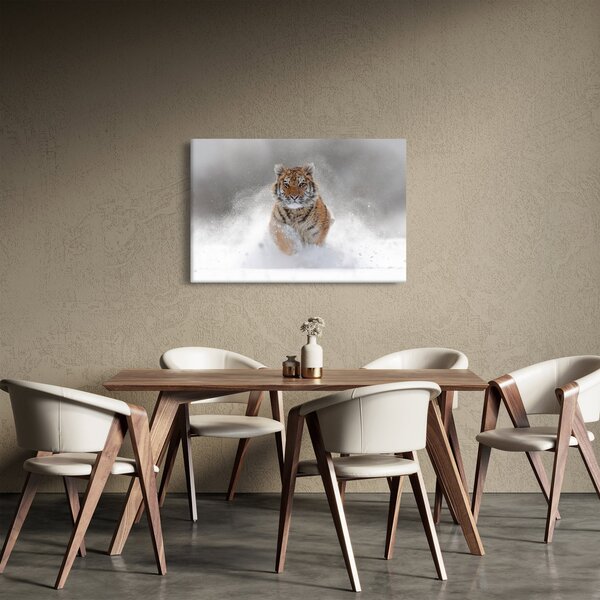 Slika tigra koji trči u snijegu (90x60 cm)