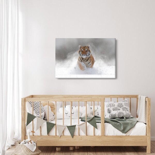 Slika tigra koji trči u snijegu (90x60 cm)