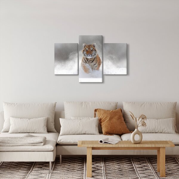 Slika tigra koji trči u snijegu (90x60 cm)