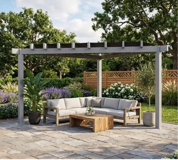 Sojag - Lima 1010 | Aluminijska pergola sa sunčanim jedrom | Trokutasta | Svijetlosiva