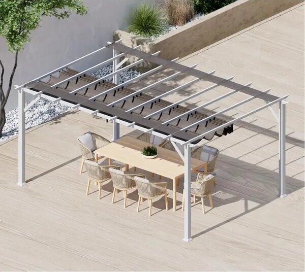 Paragon Outdoor - Pergola Florenz 1116 | Aluminijska pergola | Bijela/Svijetlosmeđa - BRANDED IN THE USA