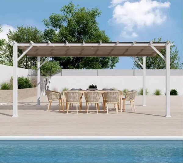 Paragon Outdoor - Pergola Florenz 1116 | Aluminijska pergola | Bijela/Svijetlosmeđa - BRANDED IN THE USA