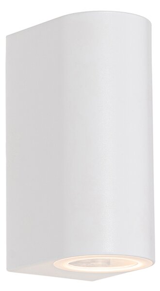 Moderna vanjska zidna svjetiljka bijela plastična ovalna 2 svjetla - Baleno