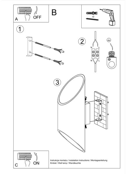 Zidna svjetiljka PENNE 30 crna